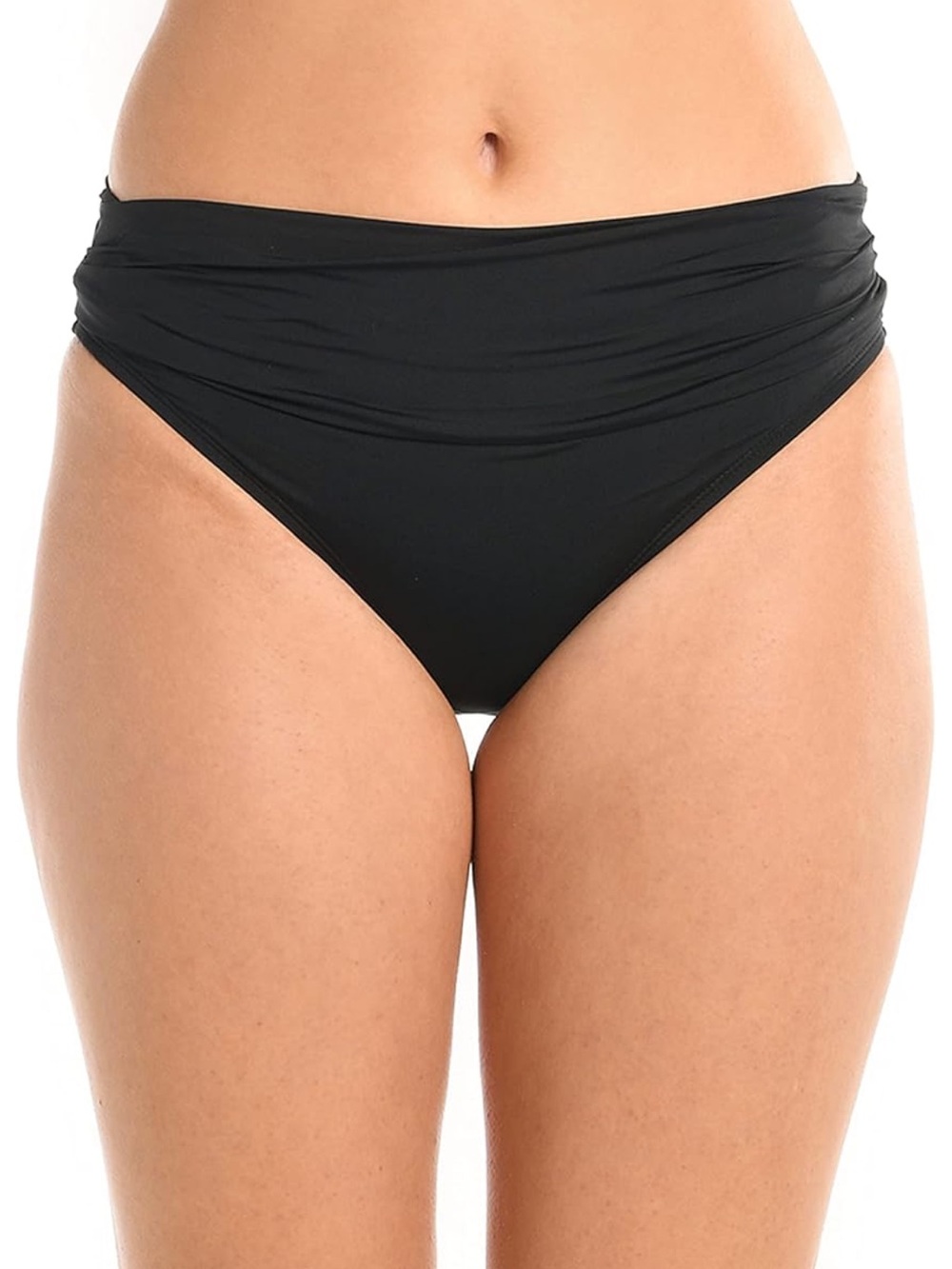 NWT Island Goddess Shirred Band Hipster Bikini Swimsuit Bottom Black size 10